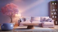 Fancy pastel pink eclectic living room ai generated background image