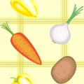 A fancy pattern. Ripe beautiful vegetables on a light background. Suitable as wallpaper in the kitchen, as a background for