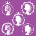 Fancy princess profile and royal symbols illustration