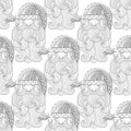 Fancy Santa seamless pattern, zentangle style. Freehand ethnic X