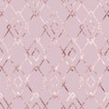 Fancy seamless pattern. Rose gold diamond texture. Repeated gatsby art deco printed. Repeating background. Geometric printing. Ele