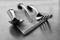 Fancy Silverware on Table and Napkin for Eating Royalty Free Stock Photo