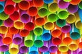 Fancy straw art background. Abstract wallpaper of colored fancy straws. Rainbow colored colorful pattern texture.