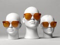 Fancy sunglasses on mannequin heads, generative ai