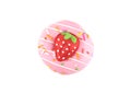 Fancy sweet strawberry doughnut or donut with sprinkles, isolated on white background Royalty Free Stock Photo