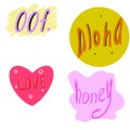 Fancy text for banners off and aloha love and honey creative illustration