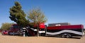 A fancy travel rig at a campground in texas Royalty Free Stock Photo