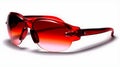 Fancy trendy modest red color and red lens man or woman fashionable attractive sport sun glasses at the studio shot white