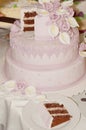 Pink fancy wedding cake Royalty Free Stock Photo