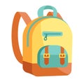 Fancy yellow and blue backpack on white background