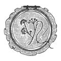 Fancywork cross stitch engraving vector