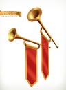 Fanfare. Gold trumpet. Vector icon Royalty Free Stock Photo