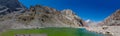 Fann mountains crystal clear lake panorama of Upper Allo lake Royalty Free Stock Photo