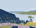 Fannette Island in Lake Tahoe within Emerald Bay State Park California WPA Poster Art