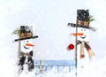 Fanny snowmans. Greeting card with copy space