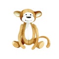 Fanny toy monkey. Watercolor illustration. Royalty Free Stock Photo