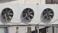 Fans from air conditioners installed on the street