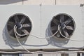 Fans from air conditioners installed on the street