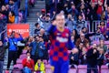 The fans celebrate a goal at the La Liga match between FC Barcelona and Deportivo Alaves