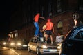 Fans celebrating qualification victory of France for final FIFA