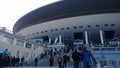 Fans come to the entrance to the new stadium Zenit St. Petersburg