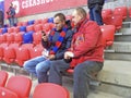 Fans in CSKA stadium in Moscow during the game CSKA-Rostov