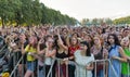 Fans enjoy Vulgar Molly live. Atlas Weekend Festival, Kiev, Ukraine.