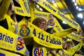 Fans at the Europa League semifinal match between Villarreal CF and Liverpool FC