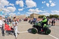 Fans of extreme off-road driving Quad bikes demonstrate their an Royalty Free Stock Photo