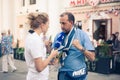 Fans and a journalist at the day of FIFA game in Nizhnii Novgorod