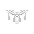 Fans line icon flat. Simple vector symbol and bonus icon. Successful business people hands up