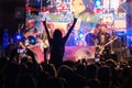 Fans at live rock music concert cheering Royalty Free Stock Photo