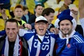 Fans of Slovakia national team celebrate winning the match