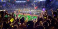 Fans on stadium game panorama view Royalty Free Stock Photo