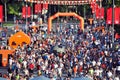 Fans of the team Shakhtar Donetsk go to the Arena