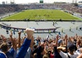 Fans on the tribune of the football field, view from the tribune Royalty Free Stock Photo