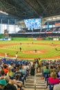 Fans watching a baseball game at the Miami Marlins Stadium Royalty Free Stock Photo