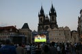 Fans watching football in Prague