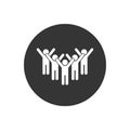 Fans white icon flat. Simple vector symbol and bonus icon. Successful business people hands up