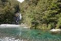 Fantail Falls on Haast Pass New Zealand Royalty Free Stock Photo