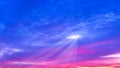 Fantascic colorful blue, violet and orange sunset sunsrise skyline Royalty Free Stock Photo