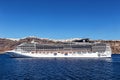 Fantasia cruise ship near Santorini island in Aegean sea Royalty Free Stock Photo