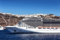 Fantasia cruise ship near Santorini island in Aegean sea Royalty Free Stock Photo