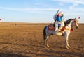 Fantasia horse rider checking his phone Royalty Free Stock Photo