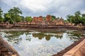 Fantastic ancient ruins of Prasat Muang Tam with a sacred well surrounding it near Phanom Rung Prasat Historical Park.