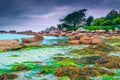 Fantastic Atlantic ocean coast with granite stones, Perros-Guirec, France