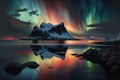 Fantastic aurora borealis over Kirkjufell mountain, Iceland Royalty Free Stock Photo