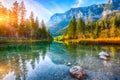 Fantastic autumn sunset of Hintersee lake