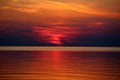 Fantastic beautiful fiery sunset over the sea