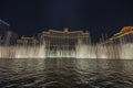 Fantastic beautiful view of warer show fountaines of Bellagio hotel, Las Vegas, Nevada, Royalty Free Stock Photo